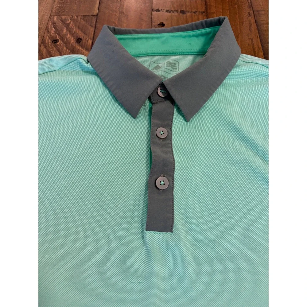 Adidas Climacool Golf Polo Shirt Mens Small Aqua Blue Grey Trim Short Sleeve